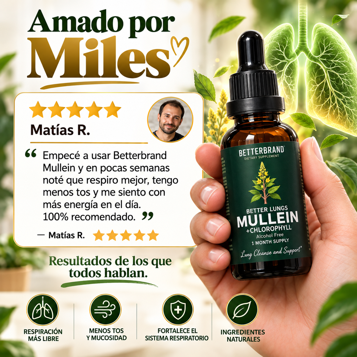 🌿 Betterbrand Gordolobo + Clorofila 60 ml - Apoyo respiratorio 🫁