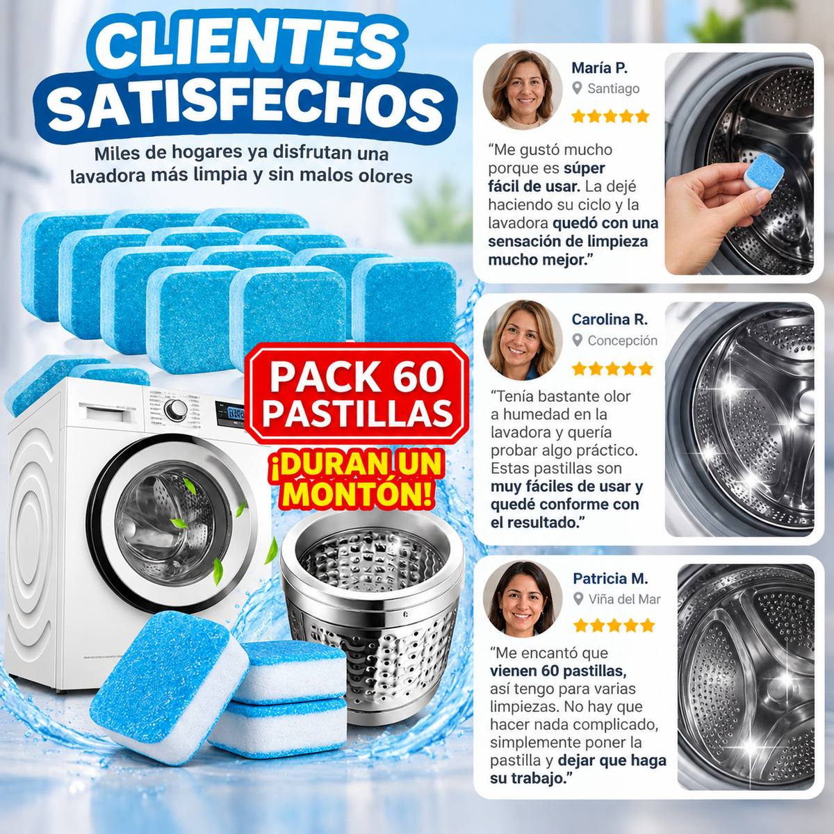 Pack 60 pastillas limpia lavadora - Deja Tu Lavadora como Nueva