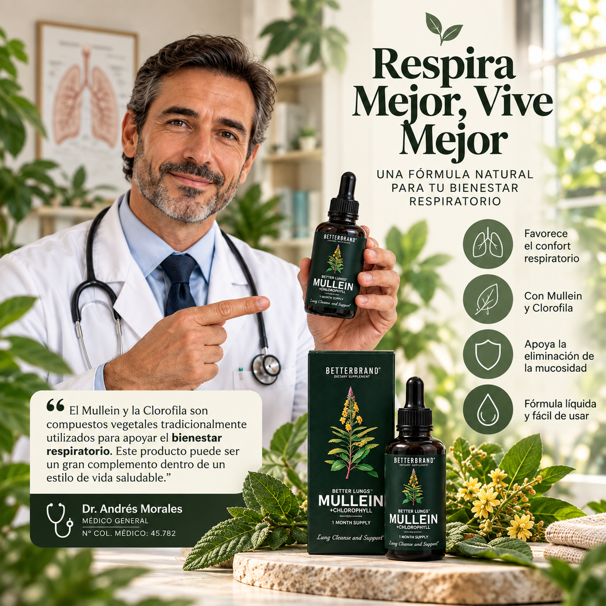 🌿 Betterbrand Gordolobo + Clorofila 60 ml - Apoyo respiratorio 🫁