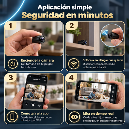 NannyCam® Mini Cámara Espía WiFi | Cuida a tus Hijos y Mascotas Desde tu Celular