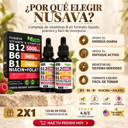 Nusava® Complejo de Vitamina B — B12 + B6 + B1 120ml