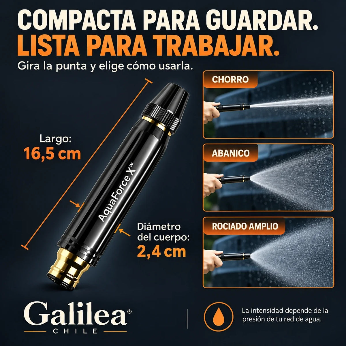 AquaForce X™ | Boquilla de Limpieza Acero Inoxidable 3 en 1